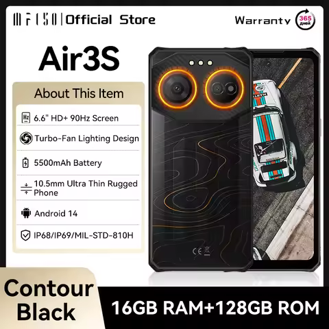 IIIF150 Air3S Rugged Phone 6.6" HD+ 90Hz Display 16GB RAM 128GB ROM 5500mAh 18W Charge Ultra-Thin Ru