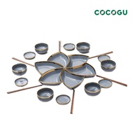 COCOGU Ceramic Dinnerware Flower set ชุดจานชามเซรามิก 18 ชิ้น - Dark green