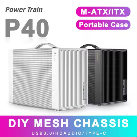 Power Train P40 Mesh MATX Desktop Case ITX Small Computer Handheld DIY Mini ITX Computer Chassis Sup