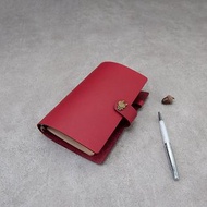 皮革筆記本 手帳 A6 手札 日記 客製 紅色牛皮 禮物