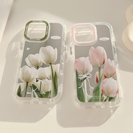 White Tulip Pink Tulip iPhone 13 14 15 Pro Max Phone Case Mirror Flower Aesthetic 镜面手机壳郁金香苹果手机壳