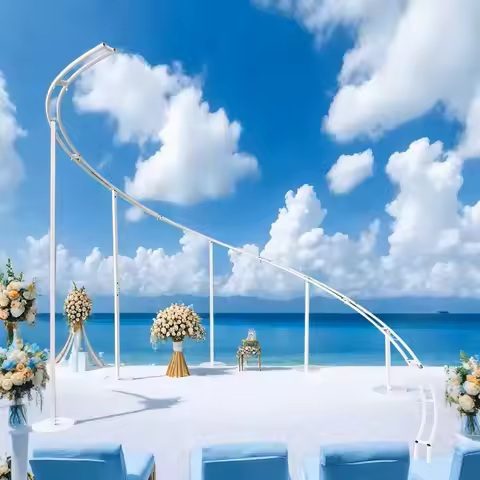 Spiral Wedding Arch 8.2ft x 9.9ft Large White Iron Backdrop Stand for For Rustic wedding Natural Pho