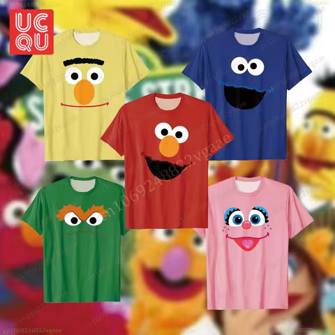 Tv Show Elmo T Shirt For Kids Boys Cartoon T-shirt Short Sleeve Top Sesame Tee Shirt Street Funny Cl