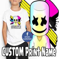 Marshmello Tshirt Cotton Kids Marshmallows baju DJ nama colorful t-shirt budak marshmello swag print