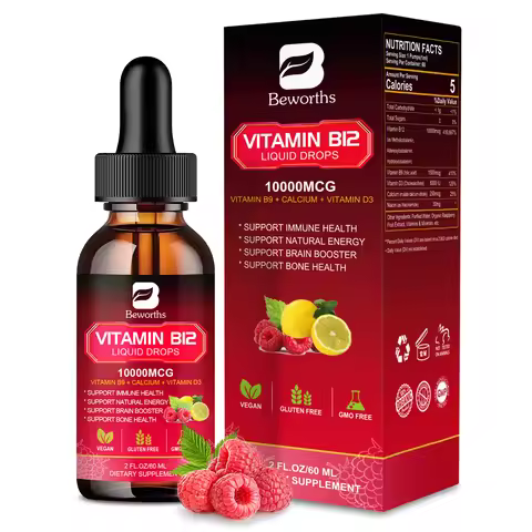 BEWORTHS Vitamin B12 Drops Energy Supplements Support Immune Health Protecting Cardiovascular Health