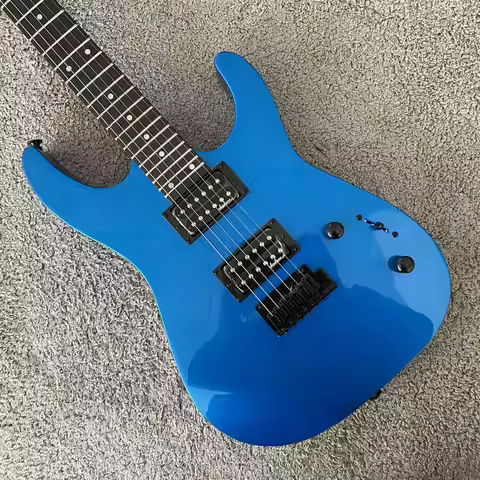 Original Jackson JS Series JS12 Dinky 24 Frets Electric Guitar Metallic Blue Color 2 Points Bridges 