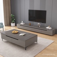 【In stock】Tv Console Cabinet Rock Panel TV Cabinet Coffee Table Set Home Tv Console Cabinet DSKJ