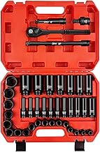 WETT 1/2" Drive Impact Socket Set, 40Pcs Metric Socket Wrench Set (8-32mm), Heavy Duty Standard Sock