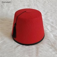 [tutuout] Round Felt Fez Cap Breathable Red Color Fez Hat Moroccan Hat Cosplay Turkish sels Cap Fest