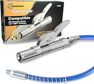 AORRZER Grease Gun Coupler, Grease Gun Tips Locks onto Zerk Fittings, High Pressure Coupler Quick Release Coupler with 12" Spring Flex Hose, Compatible with All Grease Guns 1/8" NPT Grease Gun Fitting