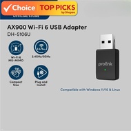 Prolink DH-5106U AX900 USB WiFi Adapter | Wi-Fi 6 Dual Band 5GHz/2.4GHz, Plug & Play, Windows 10/11 