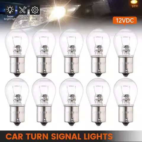 10Pcs DC12V Car LED Turn Singal Light 1156/1141 12V21W BA15S Brake Bulbs Transparent Bulb Filament Y
