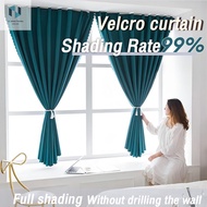 100% Blackout Curtain Velcro Curtain Langsir No drilling required Thermal Insulated For Window Door Curtain
