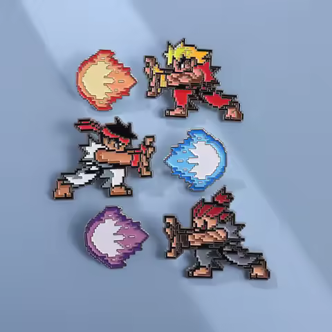 Street Fighter Game Pins Cartoon Fighter Peripheral Metal Badges Ron Ken Ho Ghost Wave Fist Accessor