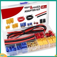 【bins】 62PCS  FOR XT60 for EC3 T Connector Kit with 14AWG Silicone Wire for RC Aircraft