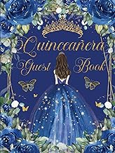 Quinceanera Guest Book Hardcover Royal Blue Flowers Floral Princess Dress Gold: Mis Quince Años ( Sw