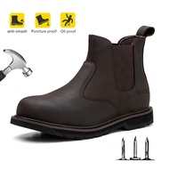 Safety boots Big Size(40-48) Chelsea work boots Steel toe shoes genuine leather Waterproof safety shoes