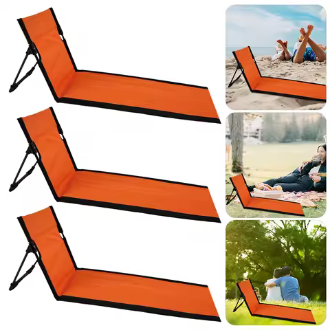 Foldable Camping Chair with Backrest Lightweight Folding Beach Chair No Legs Single Lazy Lounger for