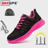 New Pink Work Shoes Women Work Sneakers Steel Toe Shoes Anti-smash Anti-puncture Safety Shoes Man Wo