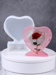 1入組情人節相框樹脂模具,心形環氧樹脂模具,適用於diy家居桌面裝飾手工藝品製作