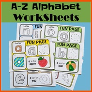 Kids Alphabet Fun Page Worksheets Capital & Lowercase Letters Numbers Tracing Coloring Learning Pra