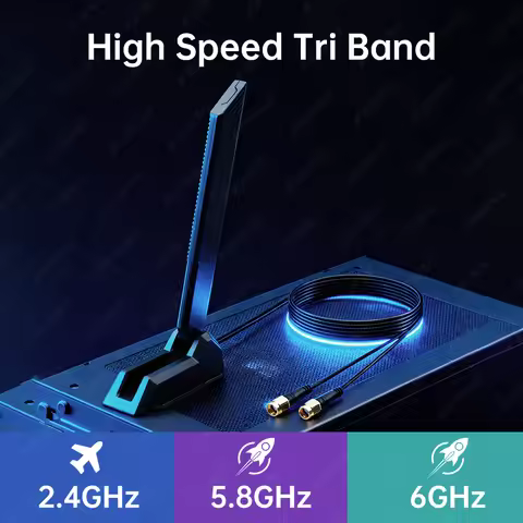 12DB Antenna External Foldable WiFi 6E 2.4G/5G/6G High Gain Magnetic Signal Booster for PCIe Adapter
