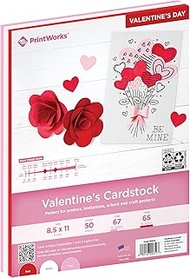 PrintWorks Valentine Cardstock 8.5" x 11" - 50 Sheets - 3 Assorted Colors (Red, Pink, & White) - Ide