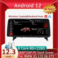 Auto Android 12 Car Player Radio Stereo GPS Navigation 12.3" For BMW X5 E70 X6 E71 CCC CIC System Mu