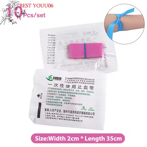 Hot 10strip Pre Cut Pink Elastic Belt Disposable Tourniquet First Aid Kit Product Medical Rubber Tou