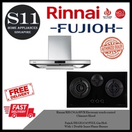 Rinnai RH-C91A-SSVR Electronic touch control  Chimney Hood + Fujioh FH-GS7030 SVGL Gas Hob With 1 Double Inner Flame Burner BUNDLE DEAL - FREE DELIVERY