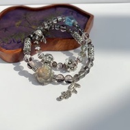 天然綠幽靈灰月光花開富貴手串手鏈復古小眾設計感送閨蜜水晶手串