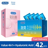 [Free Shipping] 42pcs Super-value Lubricated Natural Rubber Latex Durex Condoms Sensation Value 4in1 and Fetherlite Hyaluronic Acid Condom for Men