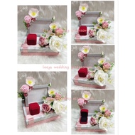 gubahan frame mas kahwin dan bekas cincin (single)-rusty pink silver
