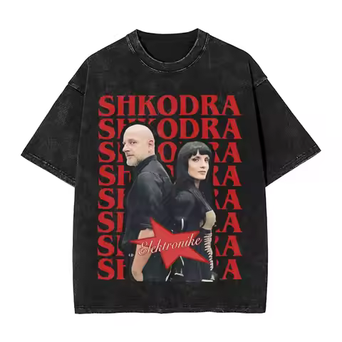 Graphic Printed Shkodra Elektronike Zjerm Eurovision 2025 Albania Washed Shirts Outfit T-Shirts for 