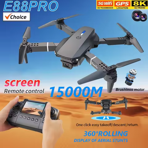NEW E88Pro RC Drone 8K 1080P HD Camera WIFI FPV Foldable Drone with Screen Control Height Hold Remot