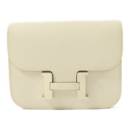 HERMES Epsom皮革Constance Slim錢包Blanc