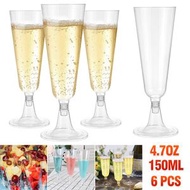 【6個裝】透明紅酒杯 高腳杯 香檳杯 雞尾酒杯 馬丁尼酒杯 Cocktail杯 派對聚會佈置 野餐裝飾杯子 [平行進口]