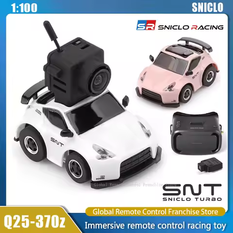 SNICLO Q25-370z 1:100 RC Car Mini Micro 370z RC Desk Race Table Cars FPV Version with Goggles Remote