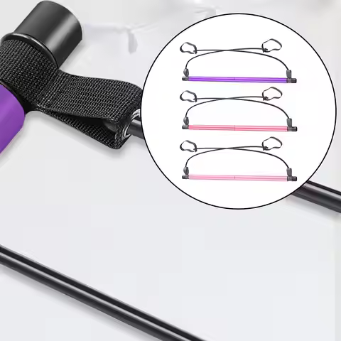 Portable Pilates Bar Stick Equip Foot Loop Exercise Resistance Band Fitness