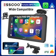 ESSGOO 7 inch Portable Carplay MP5 Multimedia Player FHD IPS Touch Screen Android Auto Mirror Link Bluetooth FM GPS Navigation Car Radio