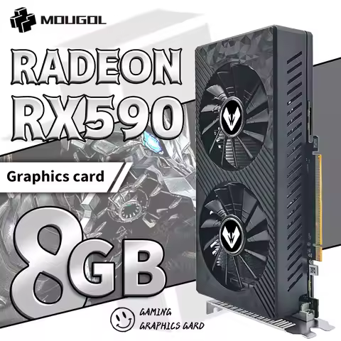 MOUGOL Original AMD Radeon RX590 8GB Gaming Graphics Card GDDR5 256bit PCI Express 3.0 ×16 6Pin GPU 