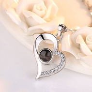 FgfS925 Sterling Silver 100 Language Projection Necklace Female Korean Version Fashion Simple Love M