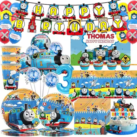 Thomas Trains And Friends Movie TV Party Supplies Tableware Paper Plates Backdrop Kids Birthday Part