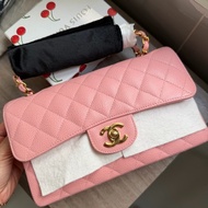 Chanel Vintage 24K金 CC扣 櫻花粉紅色 魚子醬 Small CF Classic flap