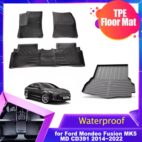 Car Floor Mat for Ford Mondeo Fusion MK5 MD CD391 2014~2022 TPE Liner Trunk Pad Waterproof Non-slip 