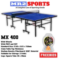 MaxPro 15mm Table Tennis Table with Wheels with Post and Net MX400 Model with Free Rackets and Balls