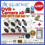 8CH 🌟8-CHANNEL🌟 SPARKO CCTV 4MP Full HD 1080P 4.0MP 8CH DVR + Camera + HardDisc + Power Supply Packa