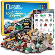 National Geographic Rock Collection Box for Kids – 300+ Piece Gemstones and Crystals Set Includes Ge