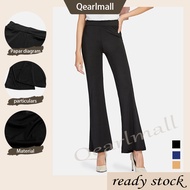 【Ready Stock】S-3XL Sporty Casual Plain Boot Cut Pants for Women High Waist Flare Bell Bottom Palazo 