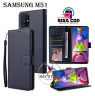 SAMSUNG M51FLIP LEATHER CASE PREMIUM-FLIP WALLET CASE KULIT UNTUK SAMSUNG M51 - CASING DOMPET-FLIP